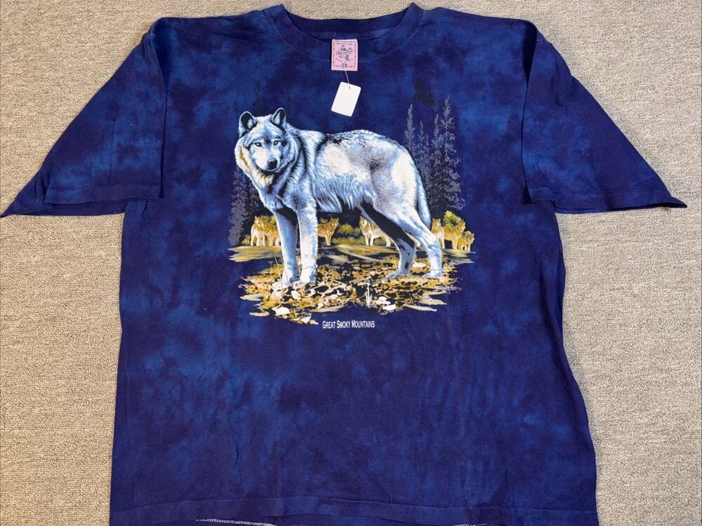 Vintage Nature Wolf Shirt Single Stitch 2XL Blue NWT 26x30